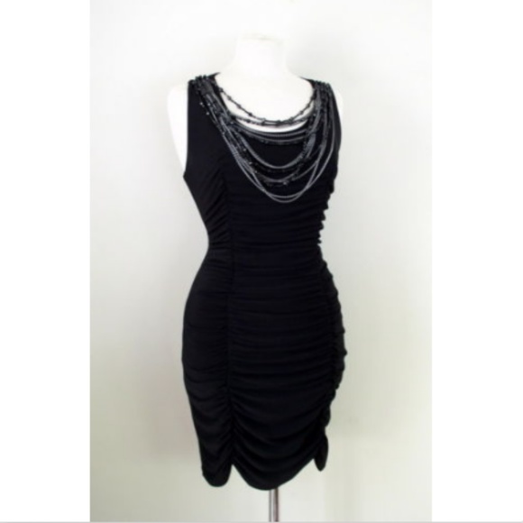 Cache Black Ruched Little Black Dress Sz M - Picture 7 of 8